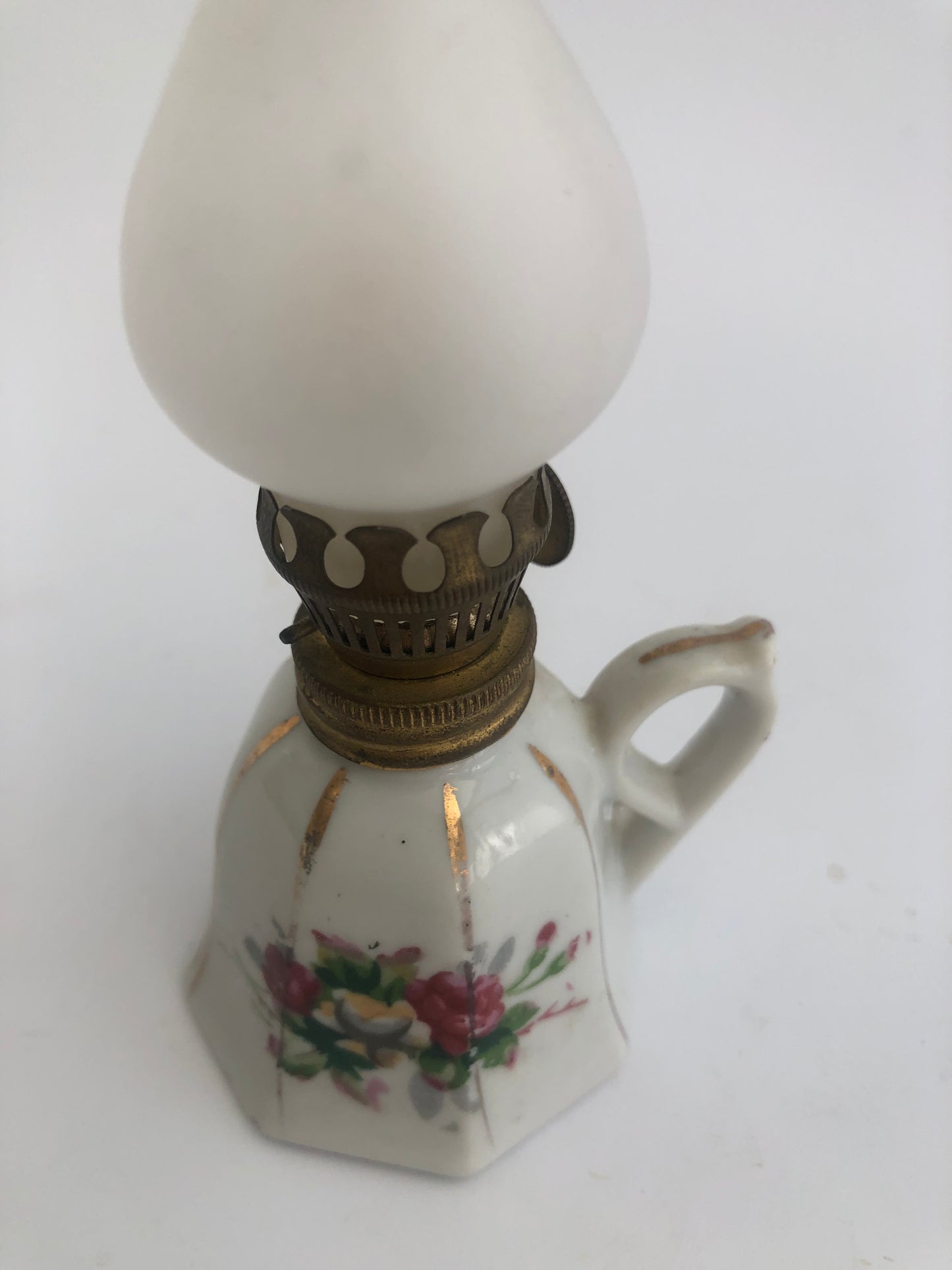 Vintage Floral Pattern Porcelain Mini Oil Lamp