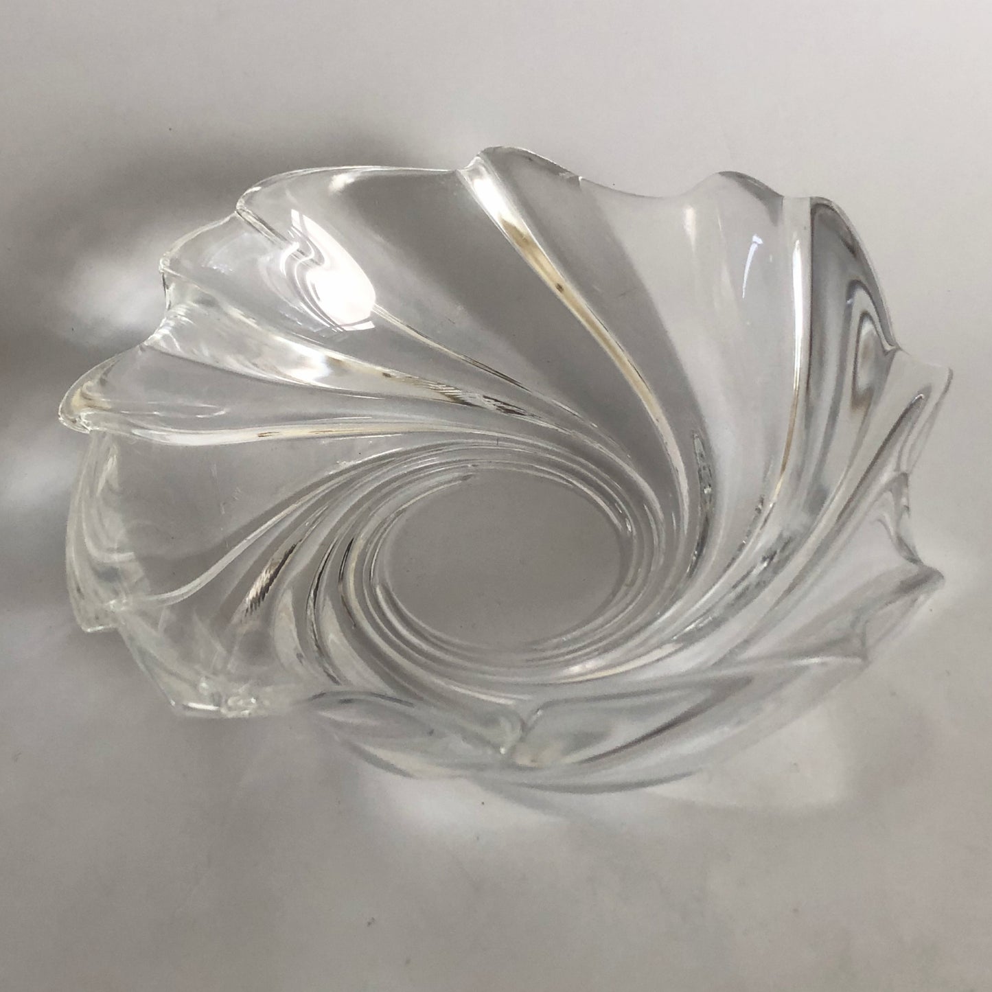 Vintage Crystal Swirl Irregular Rim Candy Dish