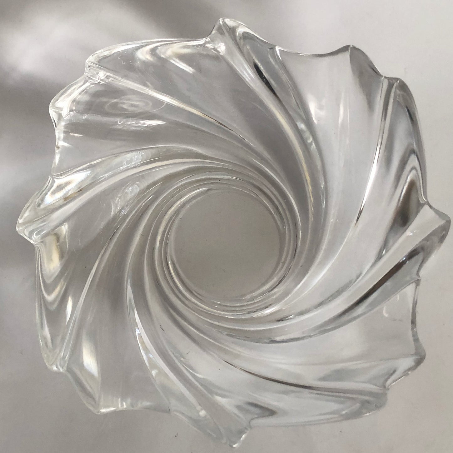 Vintage Crystal Swirl Irregular Rim Candy Dish