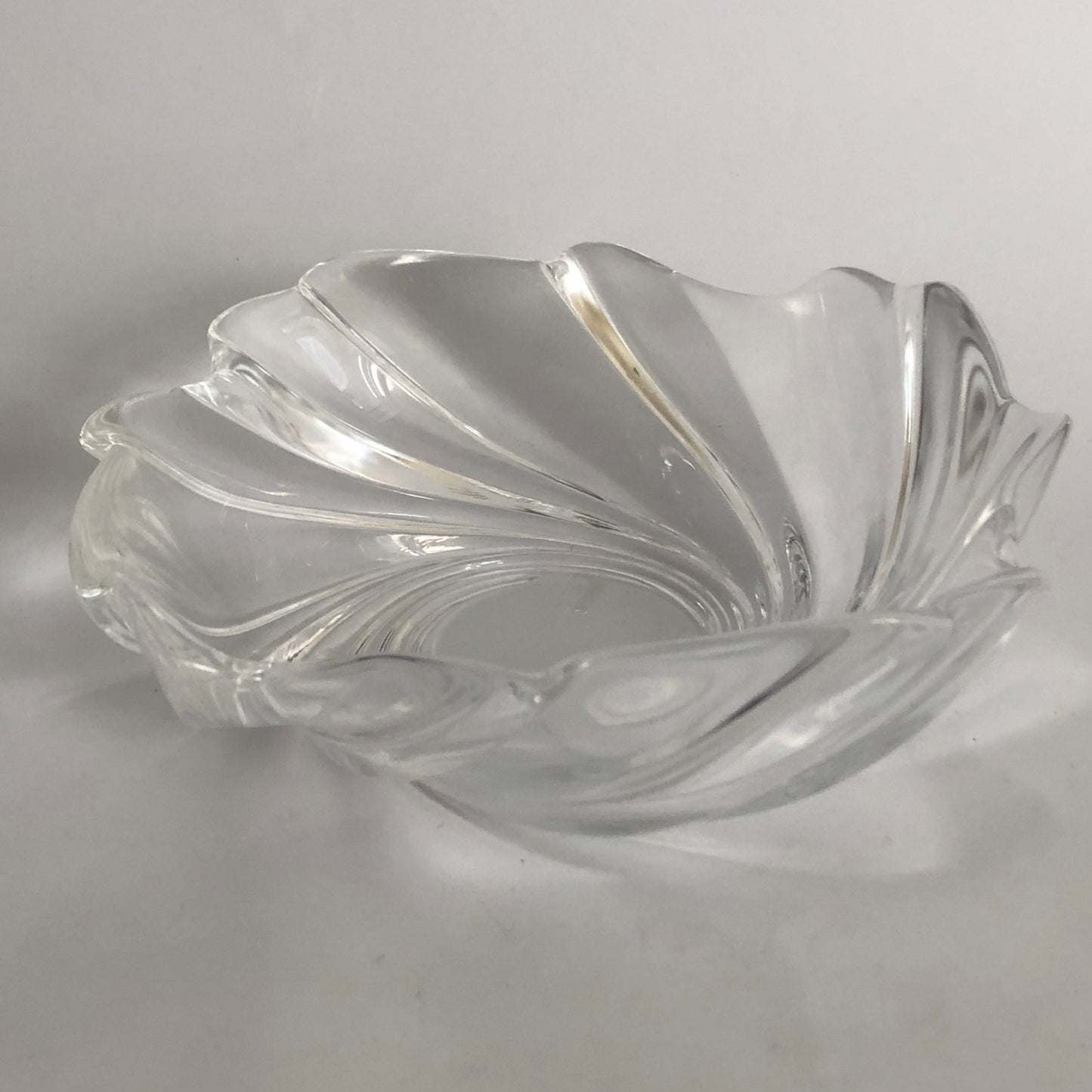 Vintage Crystal Swirl Irregular Rim Candy Dish