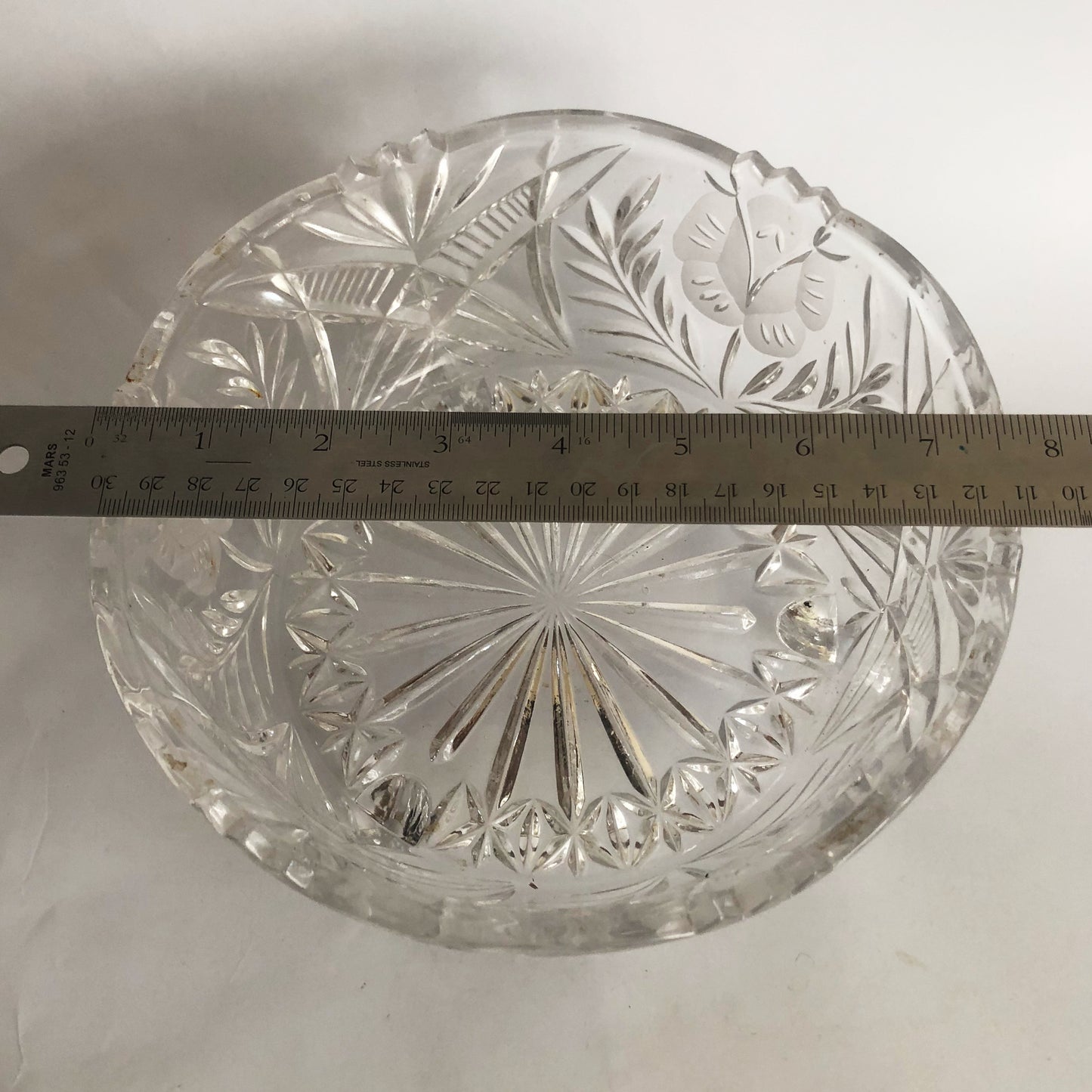 Vintage Cut Glass Lead Crystal Bowl 3 Footed Dish