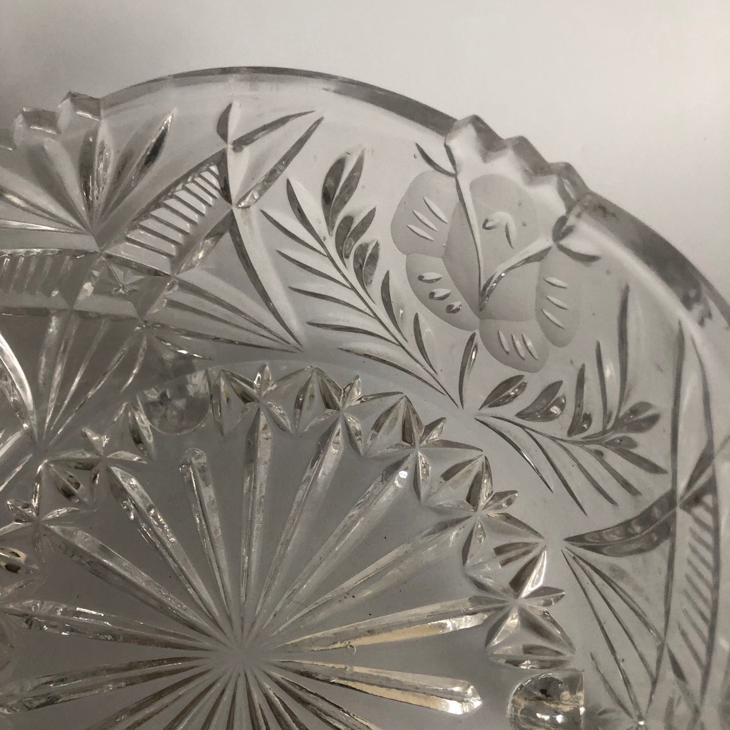 Vintage Cut Glass Lead Crystal Bowl 3 Footed Dish