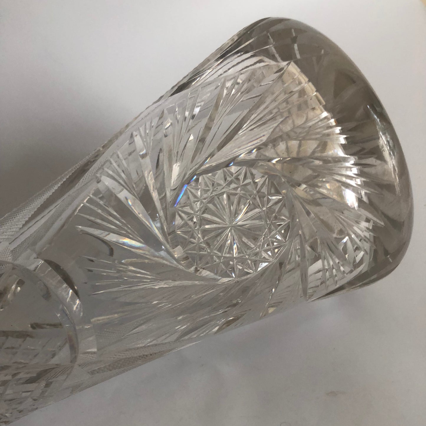 Vintage Brilliant Period Cut Crystal vase Sawtooth Edge