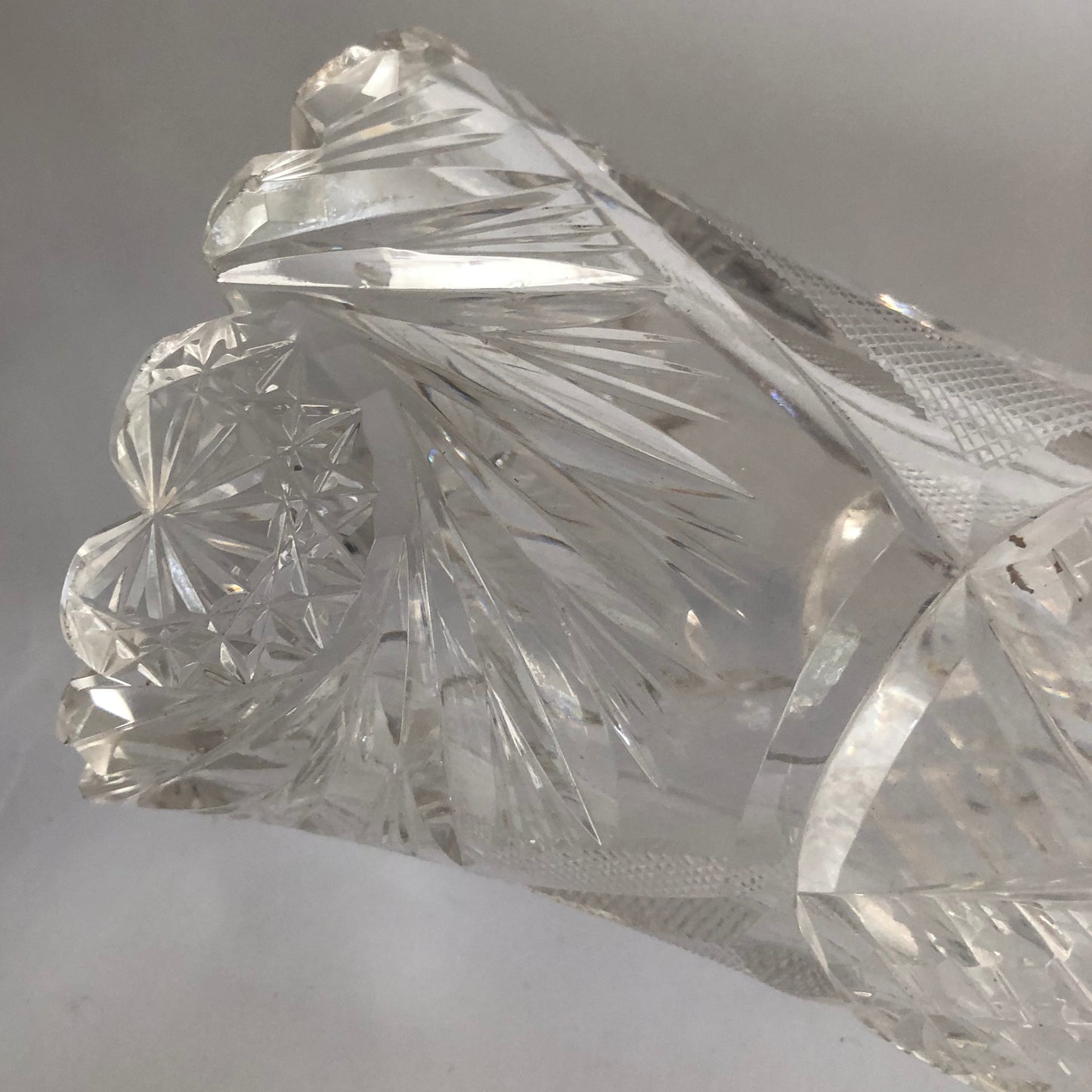 Vintage Brilliant Period Cut Crystal vase Sawtooth Edge