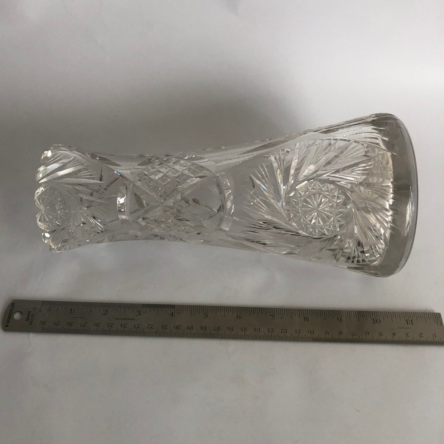 Vintage Brilliant Period Cut Crystal vase Sawtooth Edge
