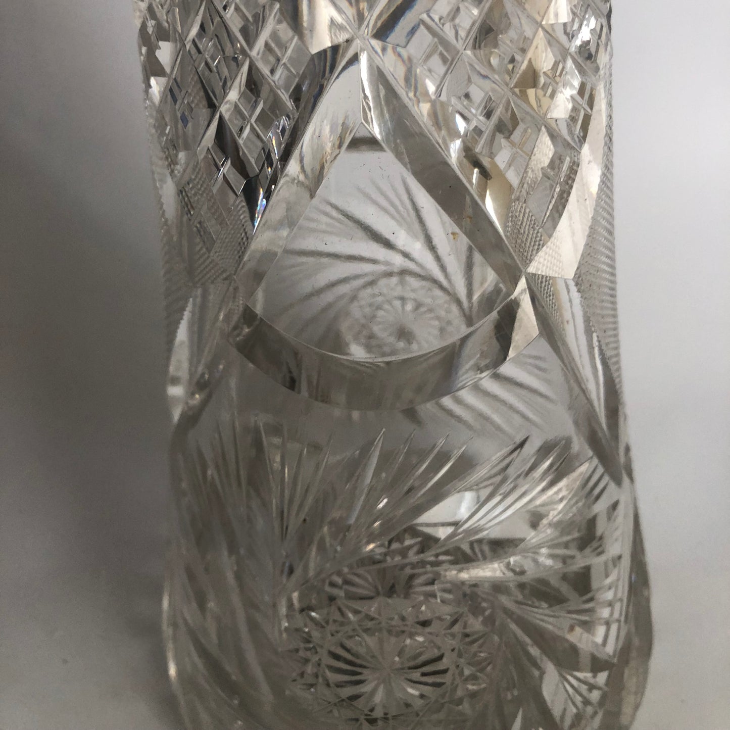 Vintage Brilliant Period Cut Crystal vase Sawtooth Edge