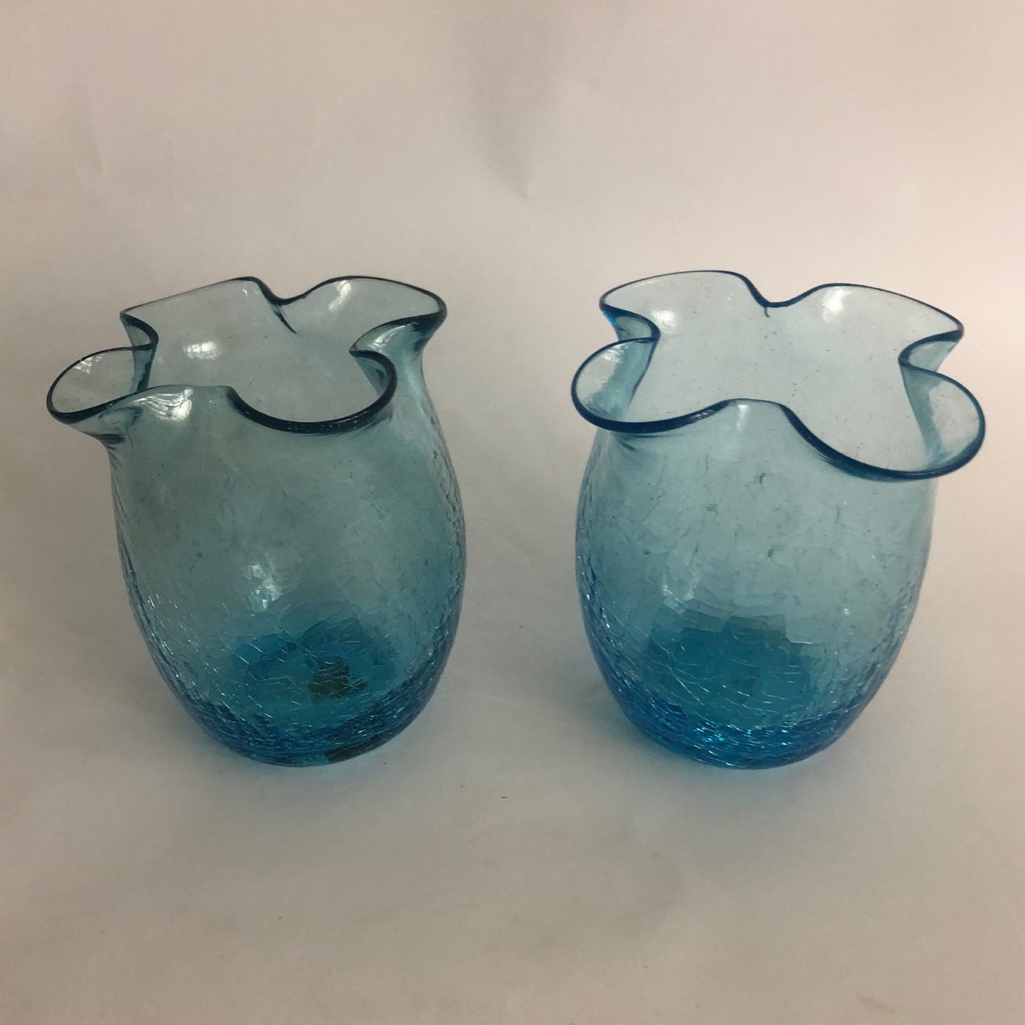 Vintage Blue Crackle Glass Votives