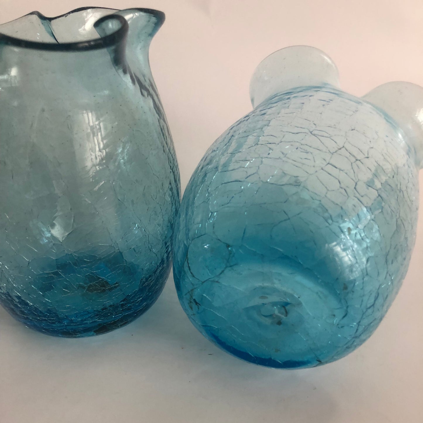 Vintage Blue Crackle Glass Votives