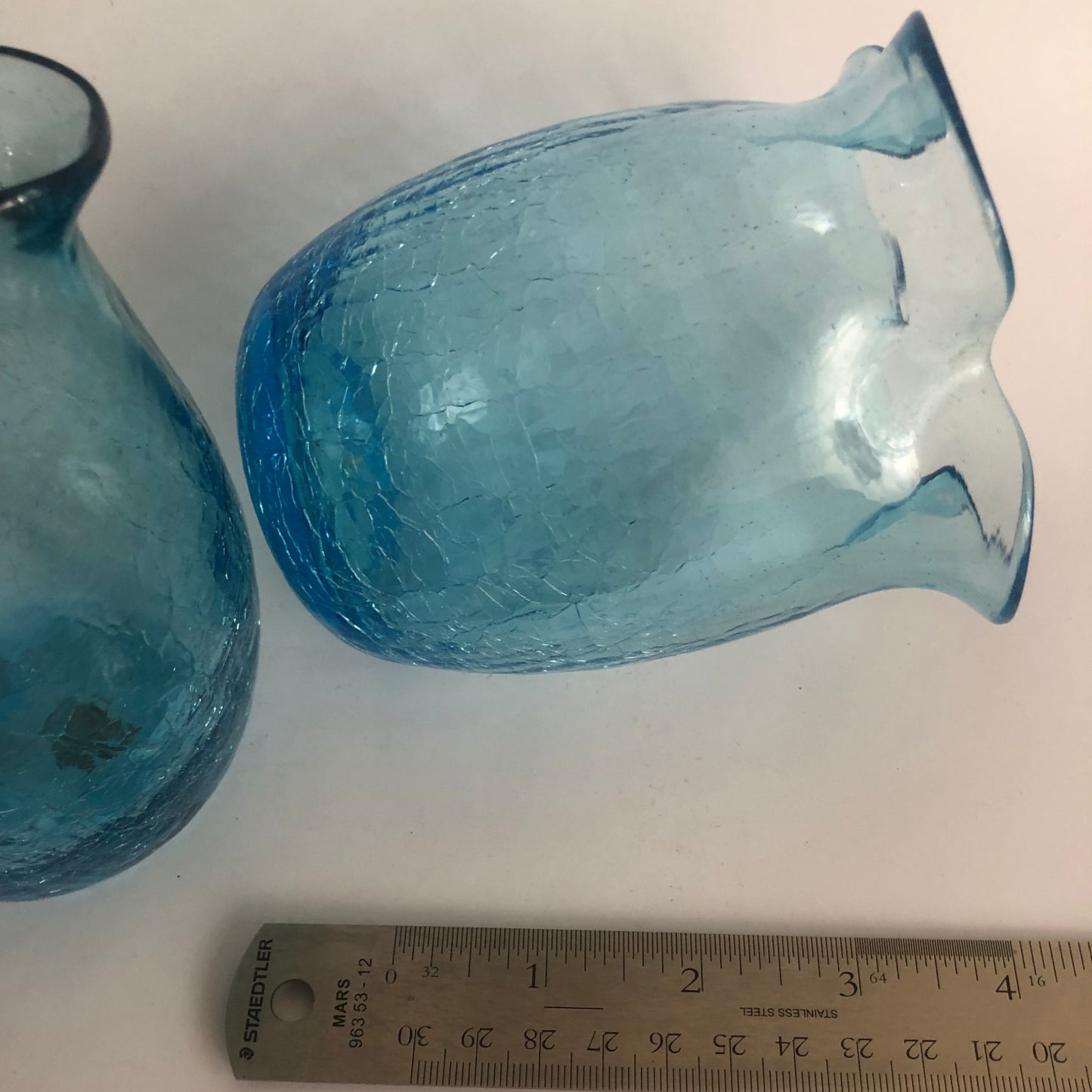 Vintage Blue Crackle Glass Votives