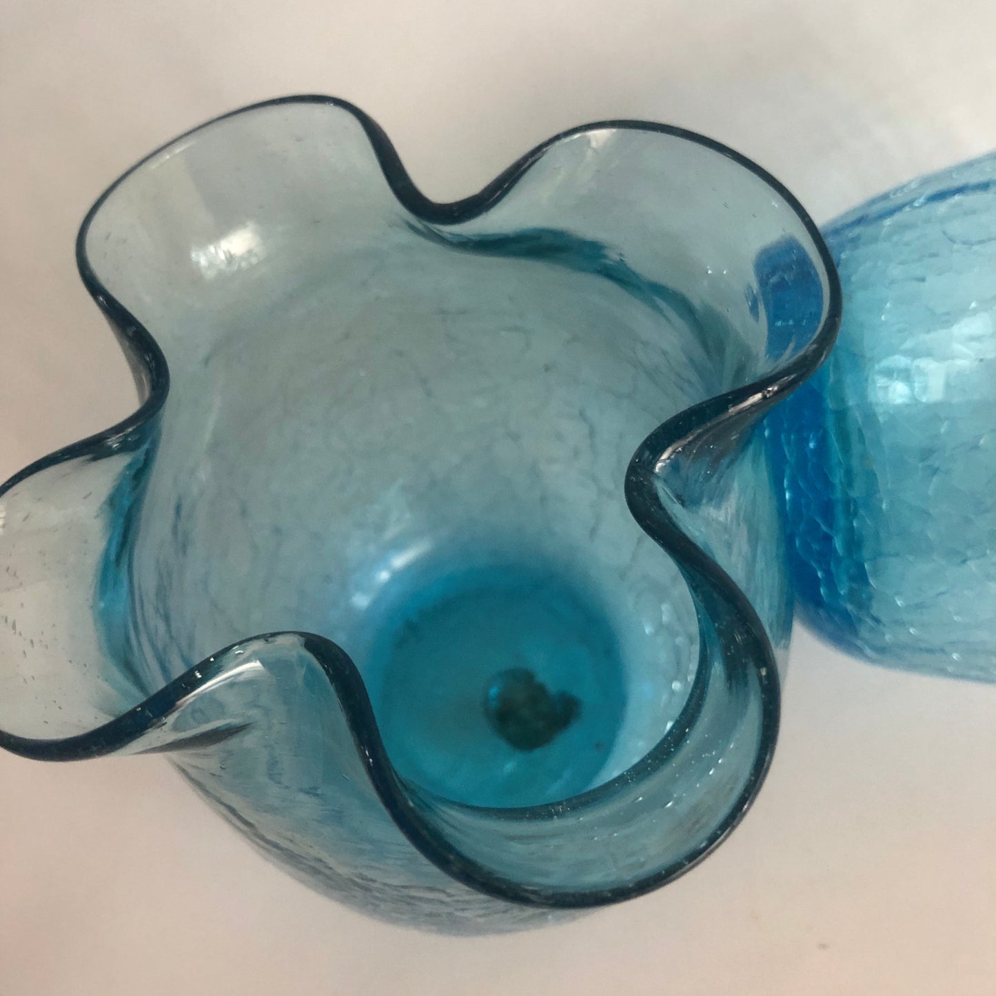 Vintage Blue Crackle Glass Votives