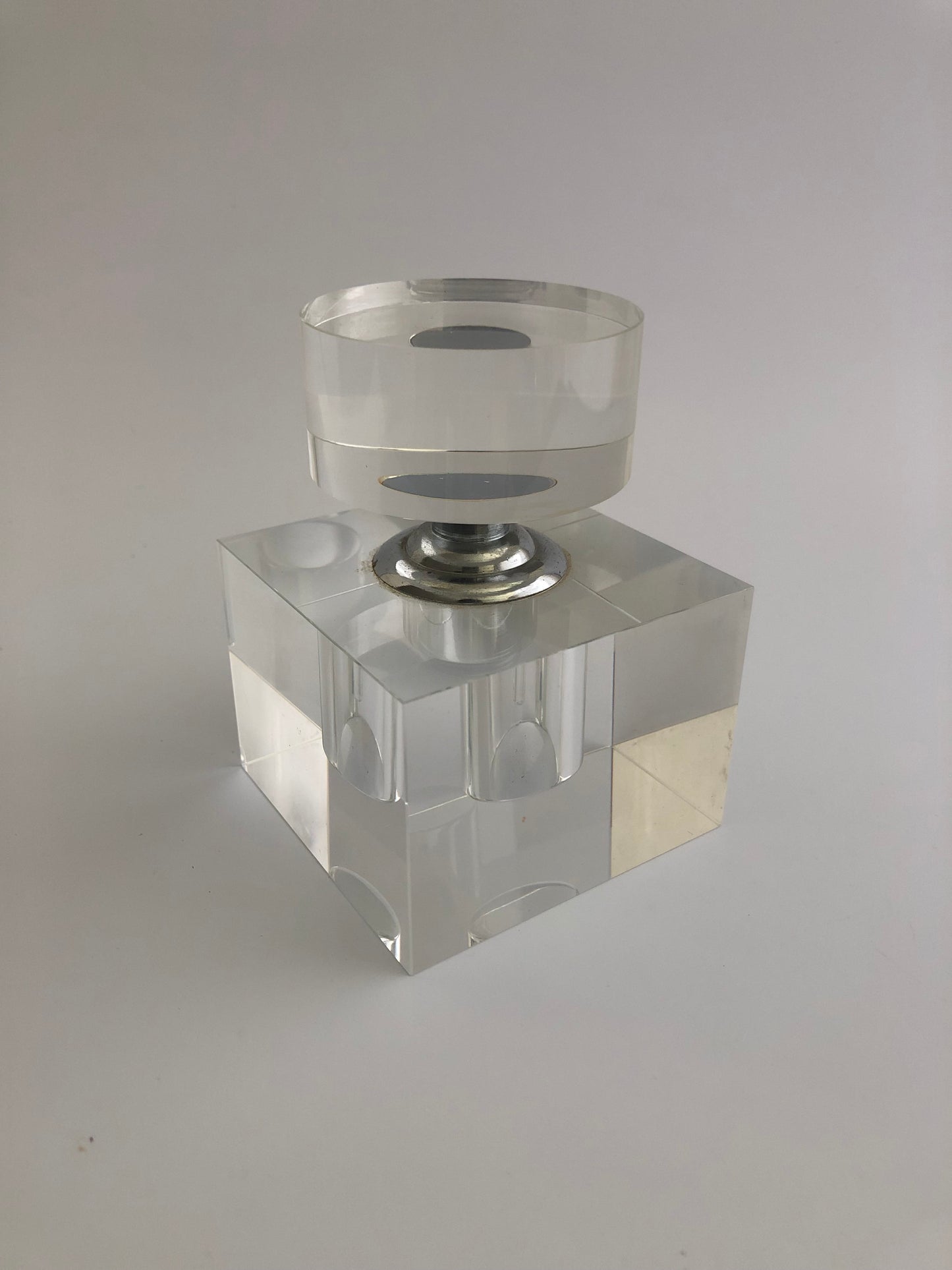 Glass Perfume Bottle, Cube Shaped