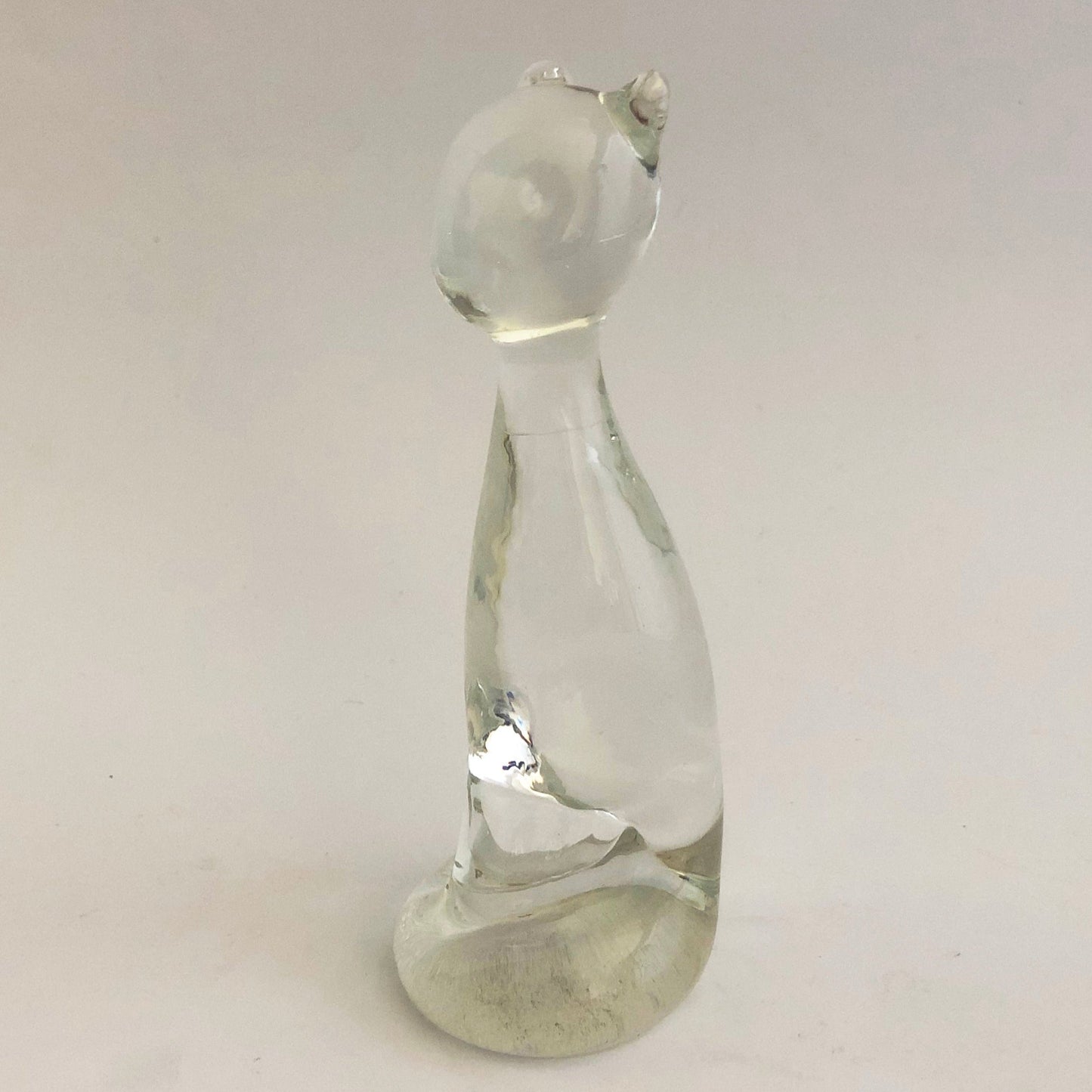 Stylized Cat Clear Glass Figurine