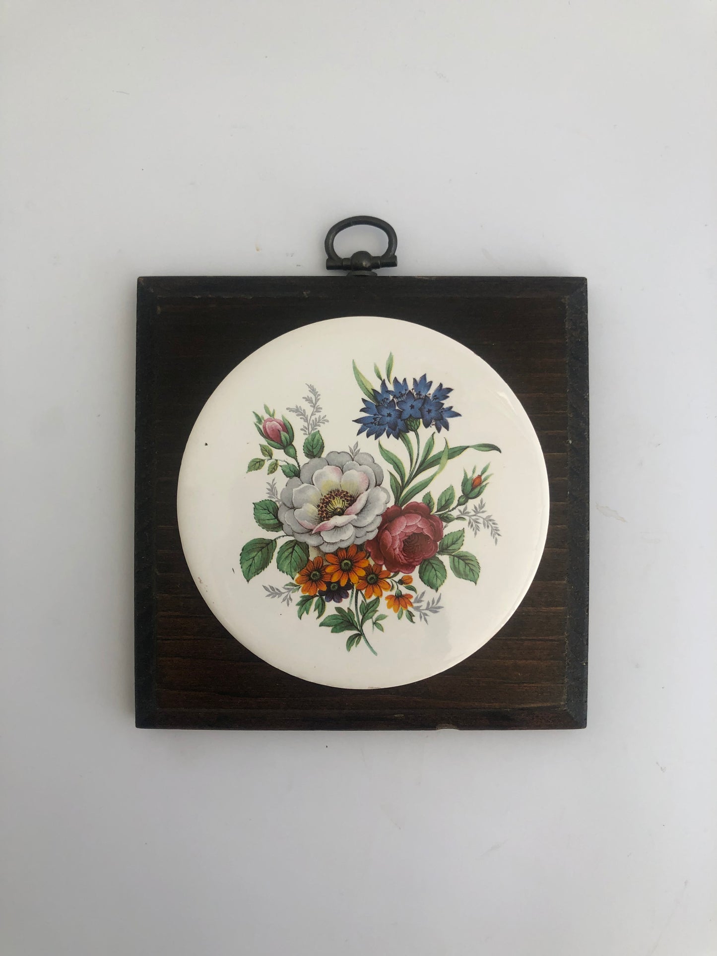 Wall Hanging Floral Tile and Wood