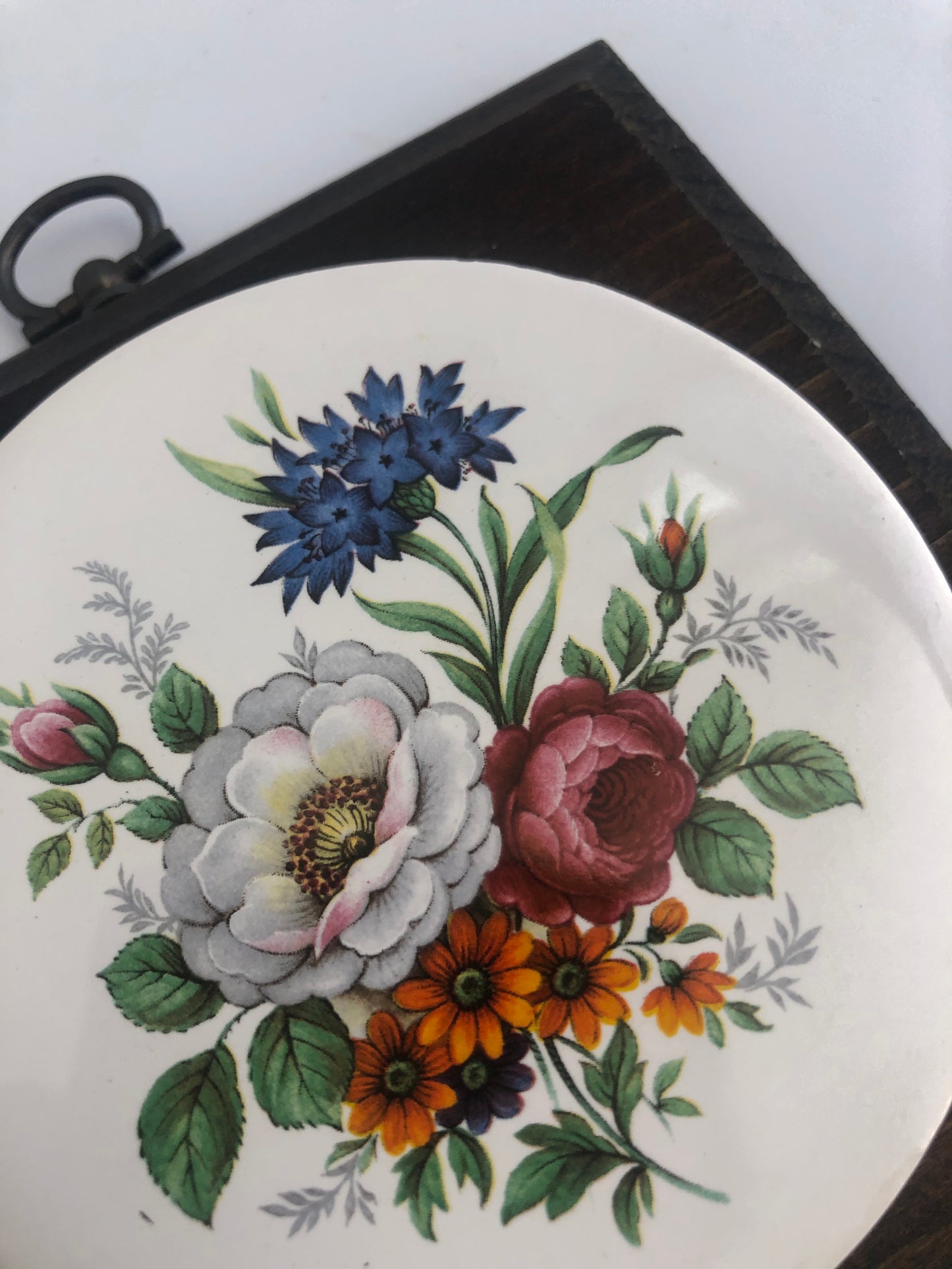 Wall Hanging Floral Tile and Wood