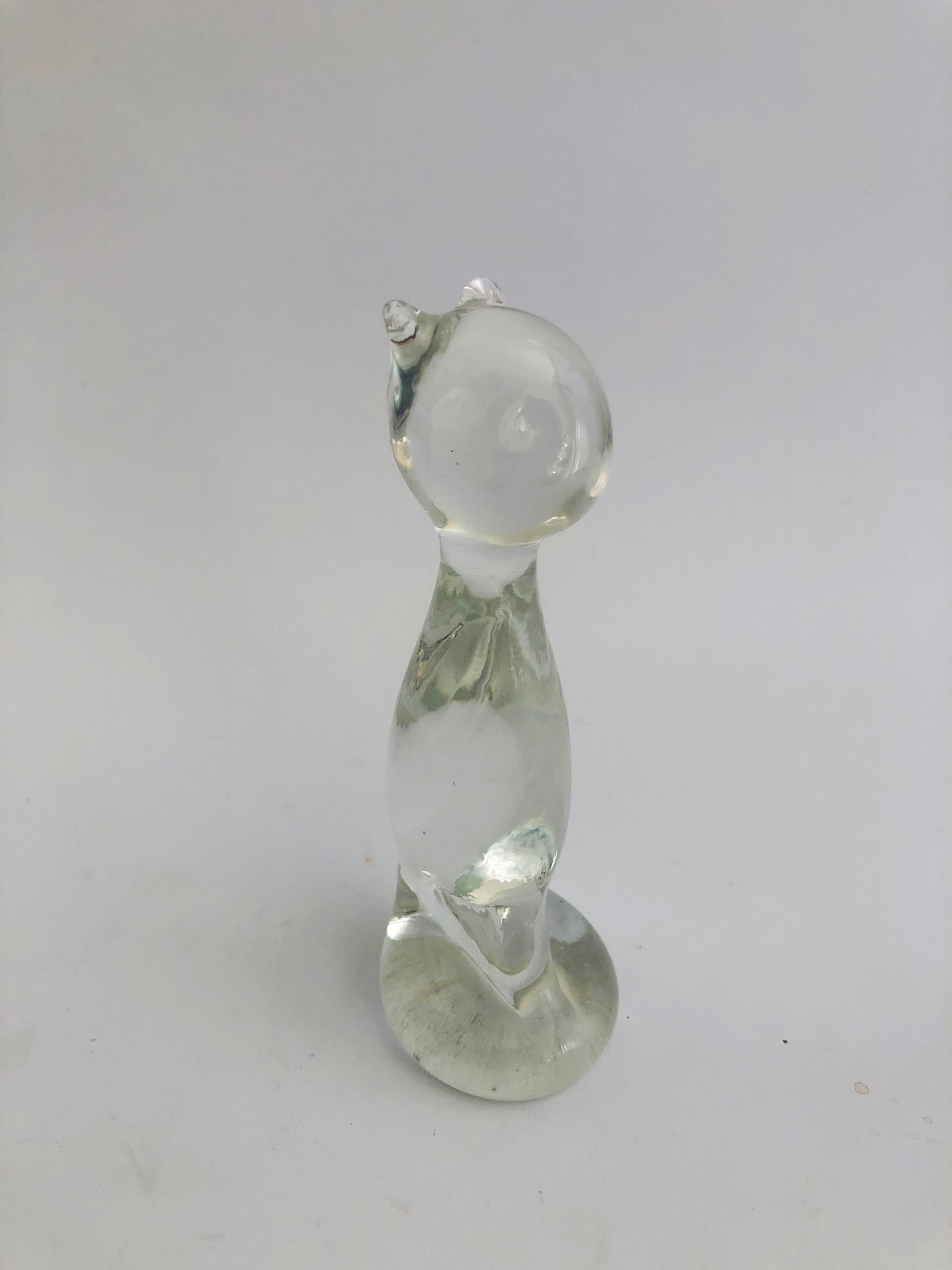 Stylized Cat Clear Glass Figurine