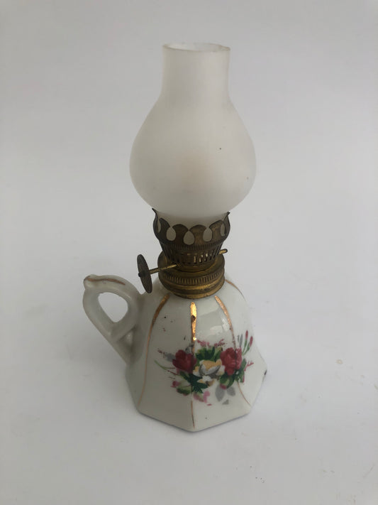 Vintage Floral Pattern Porcelain Mini Oil Lamp