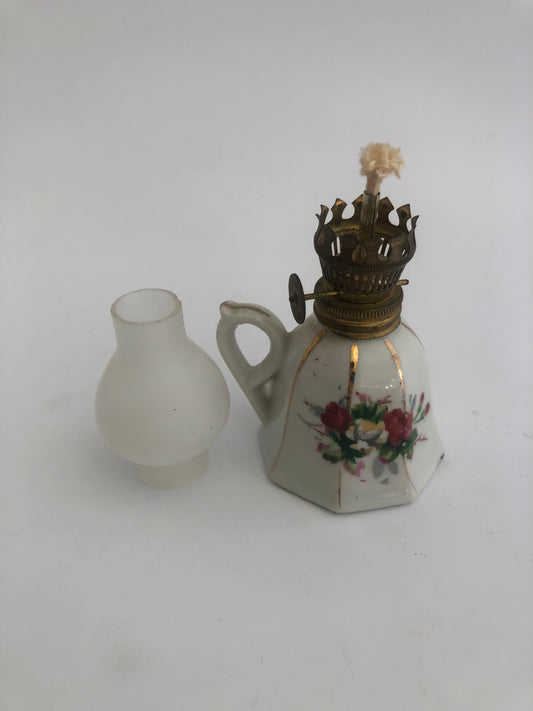 Vintage Floral Pattern Porcelain Mini Oil Lamp