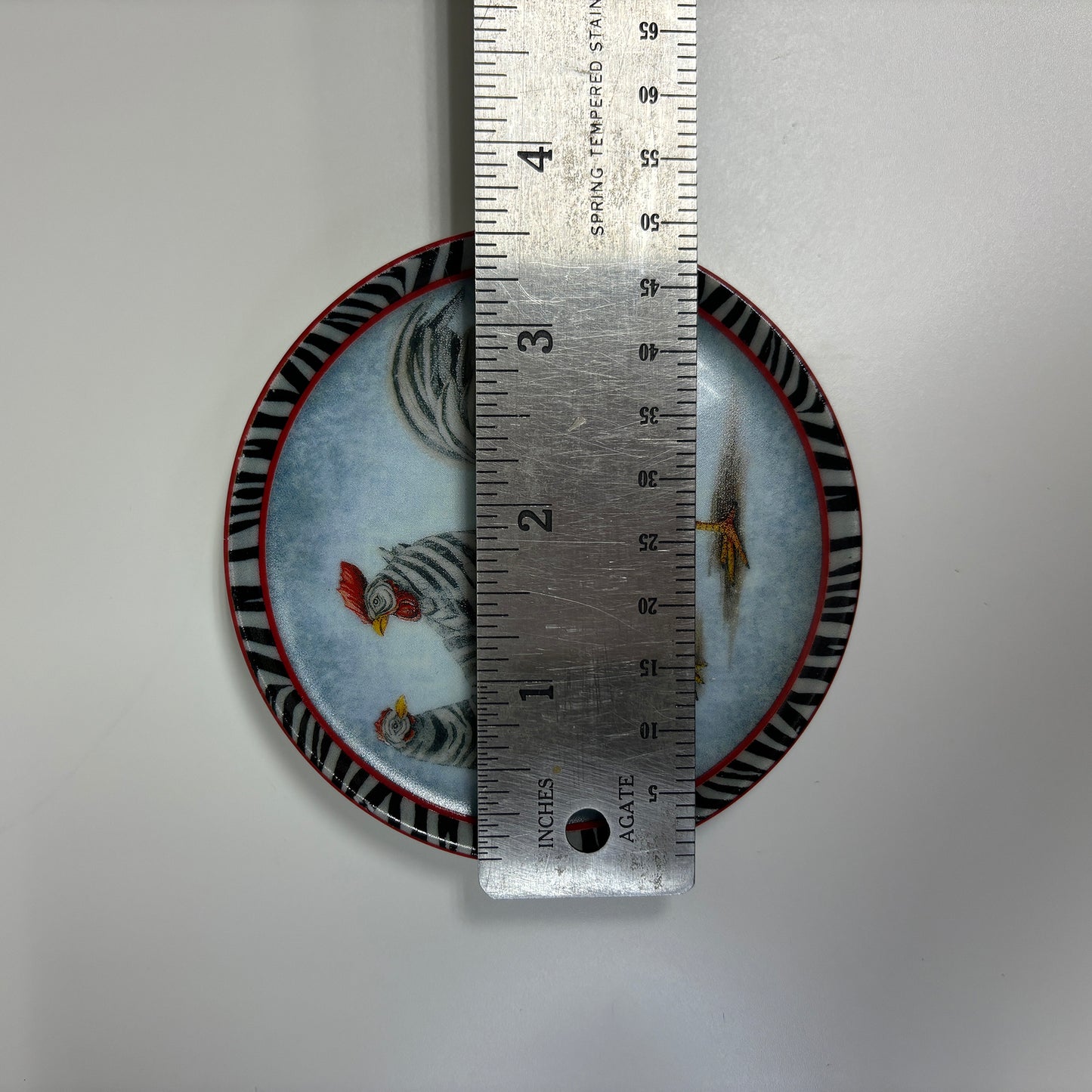 Item Description: 2-Inch Ceramic Plate with Rooster Design