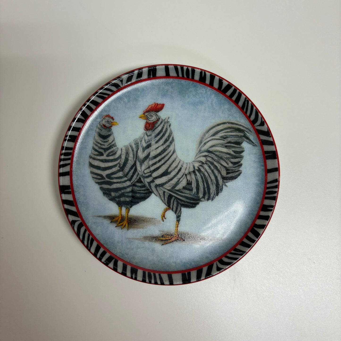 Item Description: 2-Inch Ceramic Plate with Rooster Design