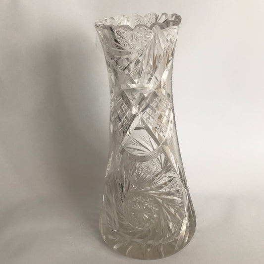 Vintage Brilliant Period Cut Crystal vase Sawtooth Edge