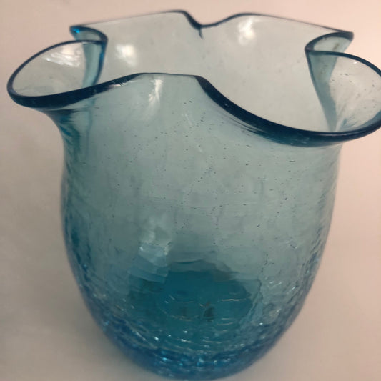 Vintage Blue Crackle Glass Votives